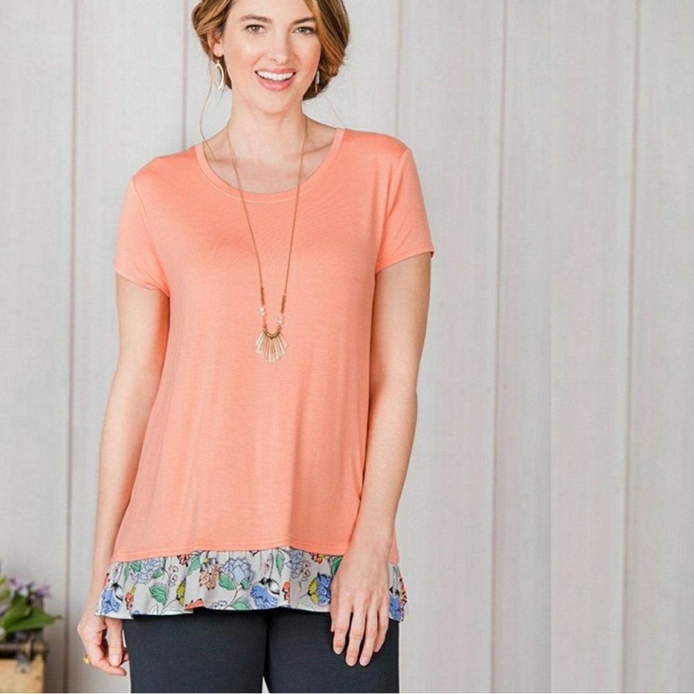 Matilda Jane Run The World Floral Ruffle Hem Tunic Top.